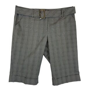 Danielle B. Womens Grey Plaid Bermuda Shorts Belted Cuffed Size 12 (35" Waist)